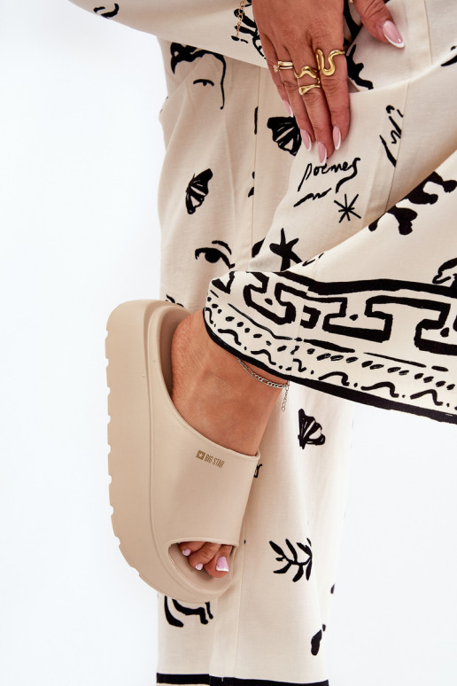 Vieglas čības uz pirksta sieviešu čības ar platformu Big Star RR274A569 smilšu krāsas