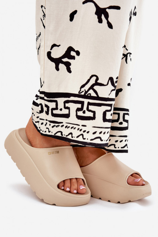 Vieglas čības uz pirksta sieviešu čības ar platformu Big Star RR274A569 smilšu krāsas