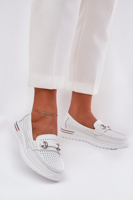 Ažūra balerīnas Z Naturalnej Skóry Vinceza 95331 baltas krāsas