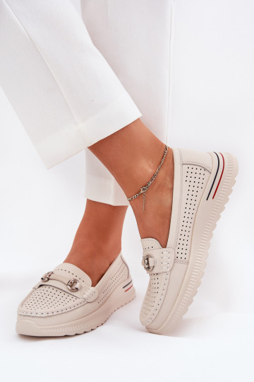 Ažūra balerīnas Z Naturalnej Skóry Vinceza 95331 smilšu krāsas 2