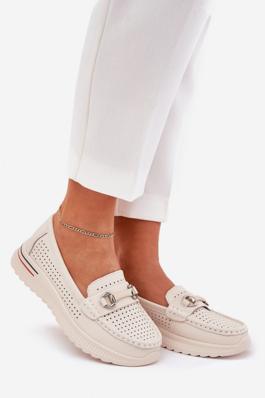 Ažūra balerīnas Z Naturalnej Skóry Vinceza 95331 smilšu krāsas