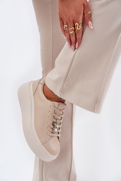   sporta apavi  ar platformu Z Przypinką Vinceza 39922 smilšu krāsas