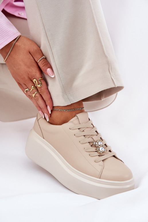   sporta apavi  ar platformu Z Przypinką Vinceza 39922 smilšu krāsas