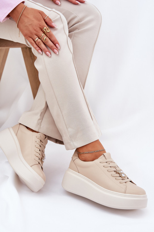   sporta apavi  ar platformu Z Przypinką Vinceza 39922 smilšu krāsas