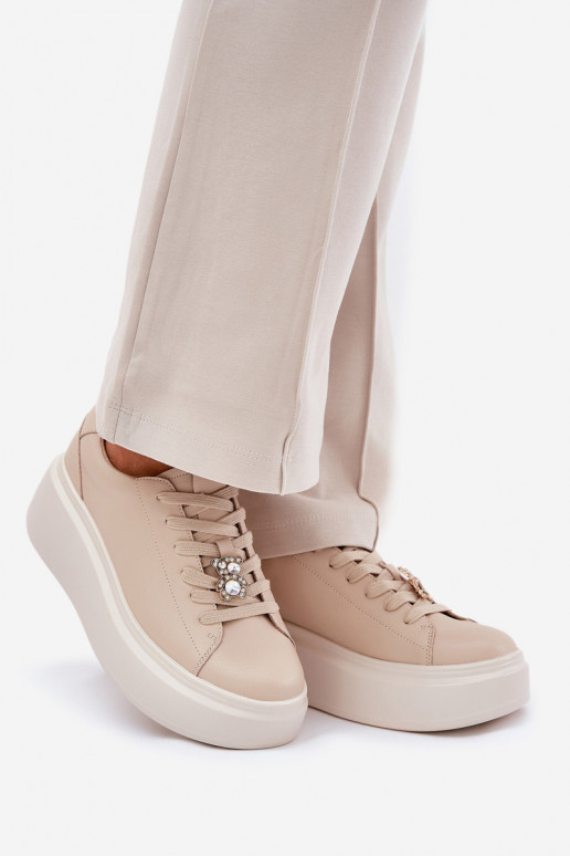   sporta apavi  ar platformu Z Przypinką Vinceza 39922 smilšu krāsas