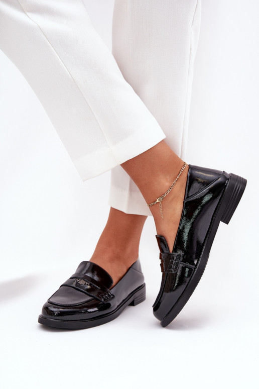 Eleganta stila Lakoti mokasīni  Z Naturalnej Skóry Vinceza 18100 Melns Eleganta stila Lakoti mokasīni  Z Naturalnej Skóry Vinceza 18100 Melns