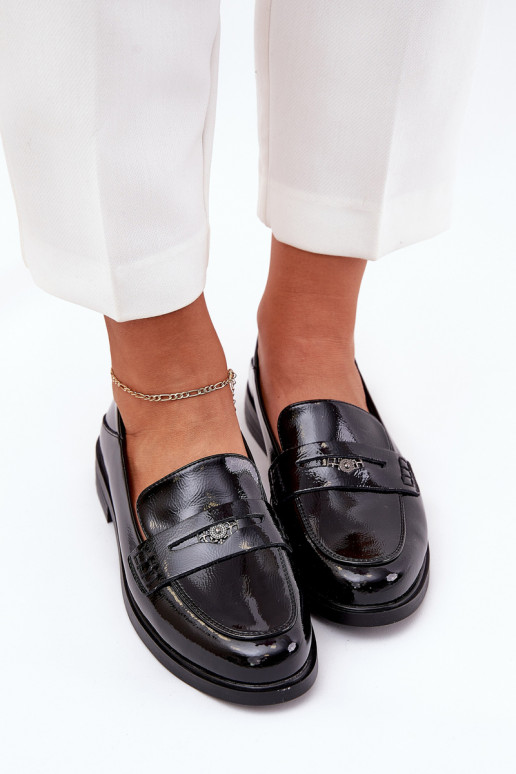 Eleganta stila Lakoti mokasīni  Z Naturalnej Skóry Vinceza 18100 Melns Eleganta stila Lakoti mokasīni  Z Naturalnej Skóry Vinceza 18100 Melns