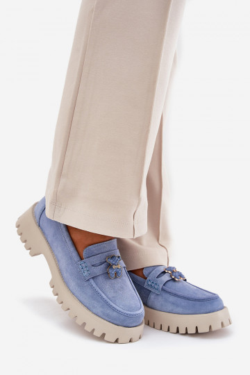 Zamšādas mokasīni  Z Przypinką  Vinceza 79533 Zilas krāsas