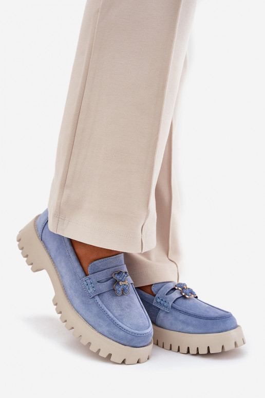 Zamšādas mokasīni  Z Przypinką  Vinceza 79533 Zilas krāsas