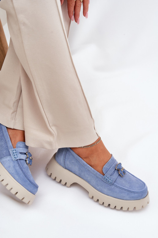 Zamšādas mokasīni  Z Przypinką  Vinceza 79533 Zilas krāsas