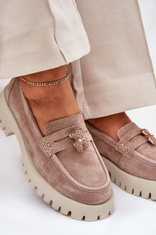 Zamšādas mokasīni  Z Przypinką  Vinceza 79533 smilšu krāsas