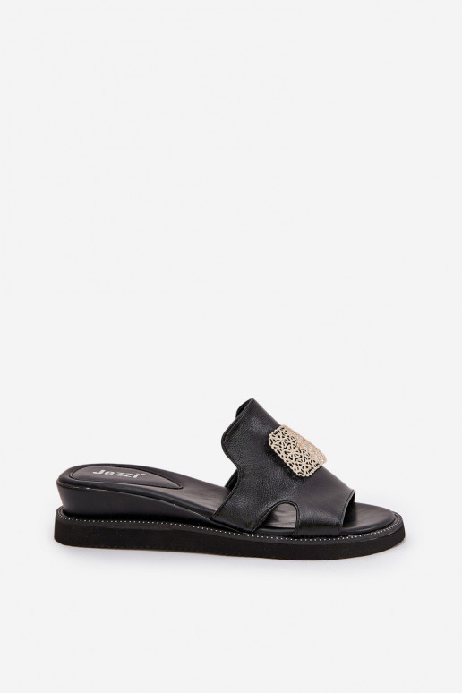 sieviešu čības  Eko   ar ornamentiem Melns Sarela