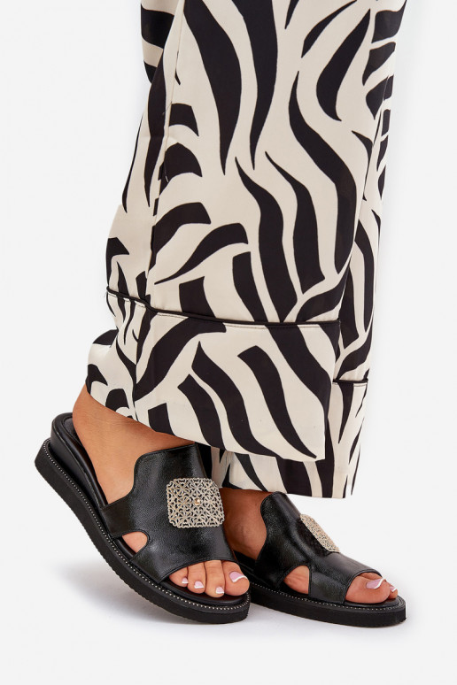 sieviešu čības  Eko   ar ornamentiem Melns Sarela