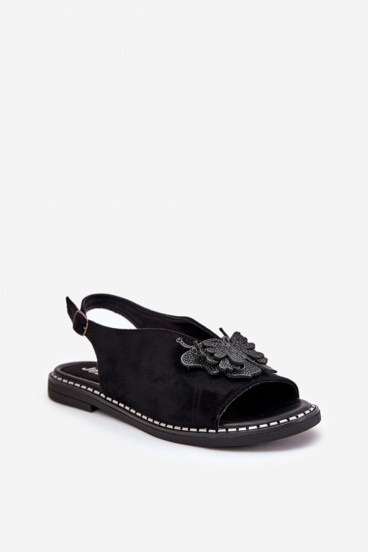 Sieviešu basenes ar platiem papēžiem ar ornamentiem Melns Komplektsorina