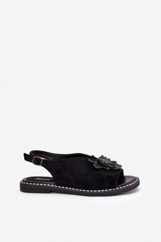 Sieviešu basenes ar platiem papēžiem ar ornamentiem Melns Komplektsorina