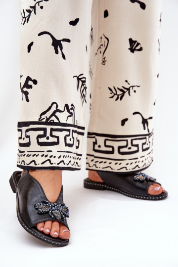 Spīdīgi Sieviešu basenes ar ornamentiem zempapēžu Melns Russona 2