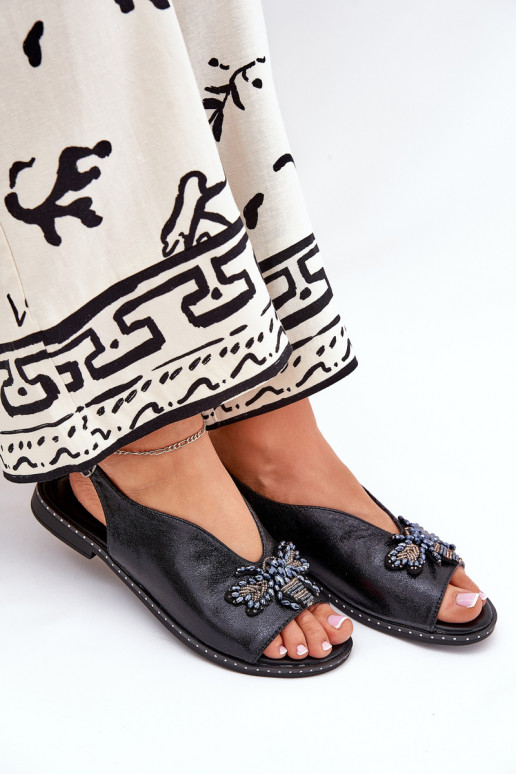 Spīdīgi Sieviešu basenes ar ornamentiem zempapēžu Melns Russona