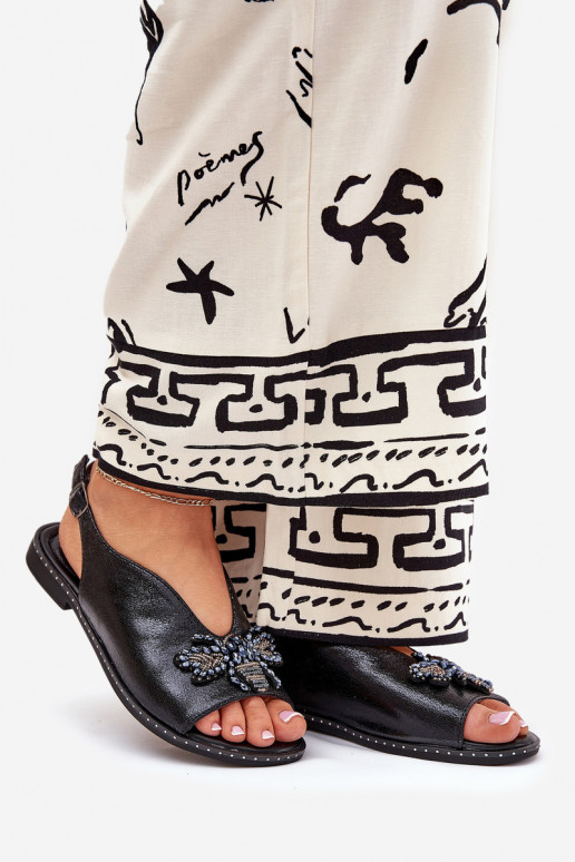 Spīdīgi Sieviešu basenes ar ornamentiem zempapēžu Melns Russona