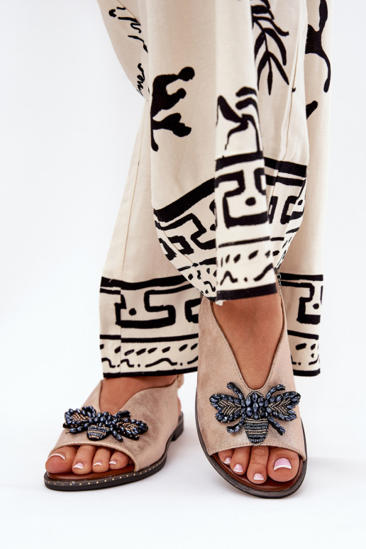 Spīdīgi Sieviešu basenes ar ornamentiem zempapēžu Zelta krāsas Russona