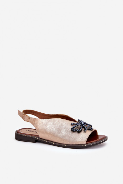 Spīdīgi Sieviešu basenes ar ornamentiem zempapēžu Zelta krāsas Russona