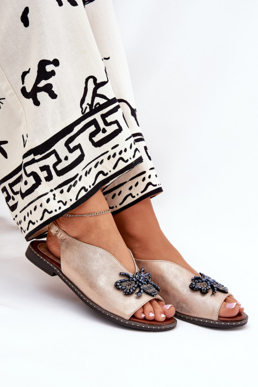 Spīdīgi Sieviešu basenes ar ornamentiem zempapēžu Zelta krāsas Russona