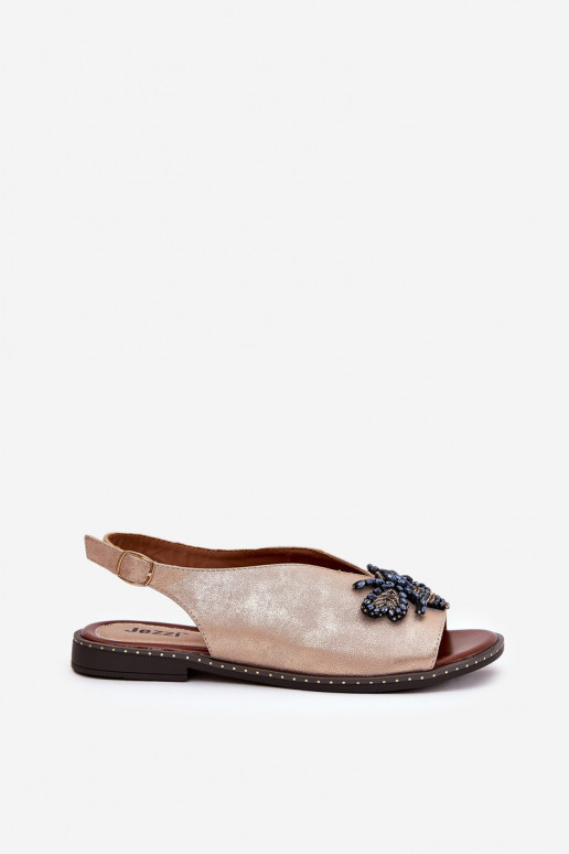 Spīdīgi Sieviešu basenes ar ornamentiem zempapēžu Zelta krāsas Russona