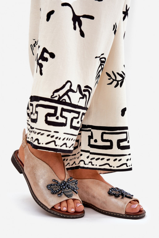 Spīdīgi Sieviešu basenes ar ornamentiem zempapēžu Zelta krāsas Russona