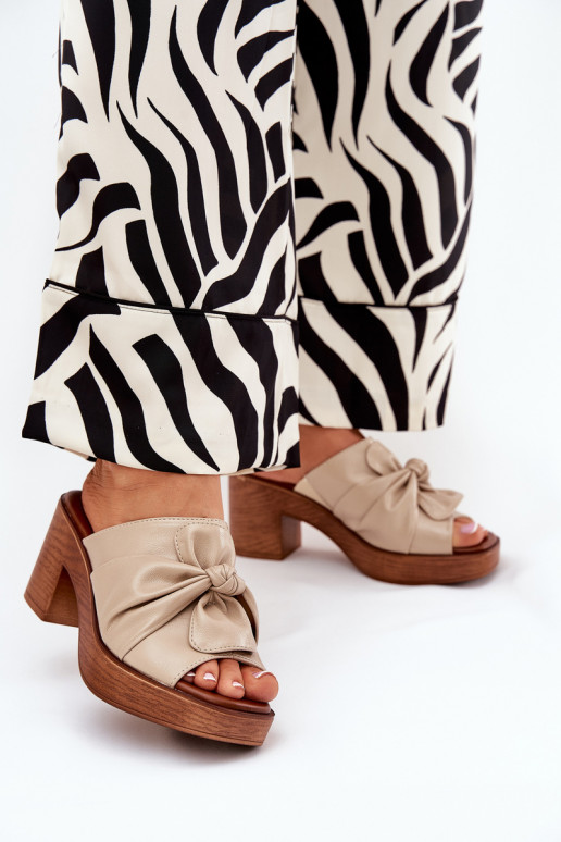 sieviešu čības ar papēdi no eko ādas smilšu krāsas Kikilla