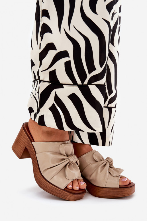 sieviešu čības ar papēdi no eko ādas smilšu krāsas Kikilla