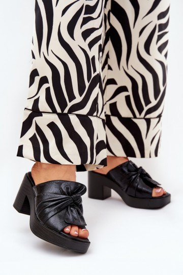 sieviešu čības ar papēdi no eko ādas Melns Kikilla