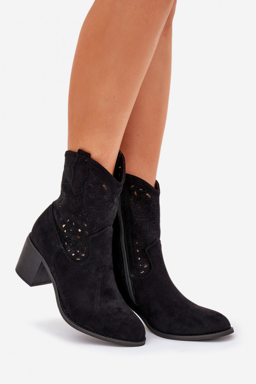 kovboju stila puszābaki  ar papēdi S.Barski HY51-125 Melns  kovboju stila puszābaki  ar papēdi S.Barski HY51-125 Melns