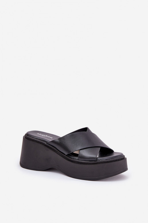 sieviešu čības ar platformu I Koturnie Melns Nelithraea