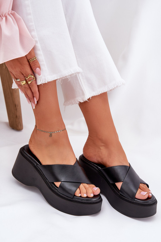 sieviešu čības ar platformu I Koturnie Melns Nelithraea