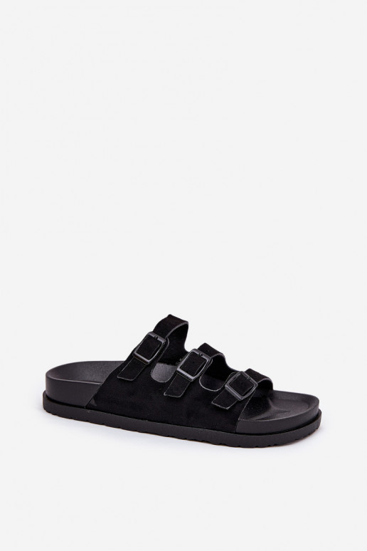 Moteriškas čības ar siksniņām un sprādzēm melnā krāsā Uliri