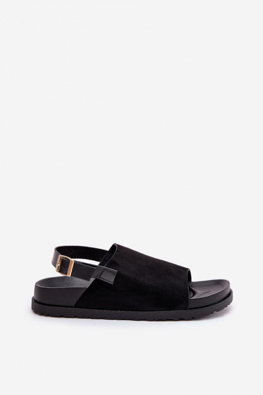 Sieviešu sandales no mākslīgās zamšs ar platformu