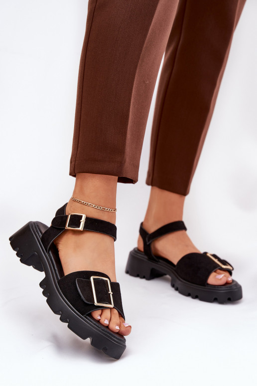 Eko Zamšādas basenes ar sprādzēm Melns Gofielle Eko Zamšādas basenes ar sprādzēm Melns Gofielle