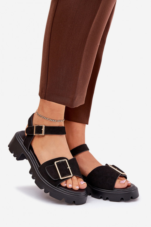 Eko Zamšādas basenes ar sprādzēm Melns Gofielle Eko Zamšādas basenes ar sprādzēm Melns Gofielle