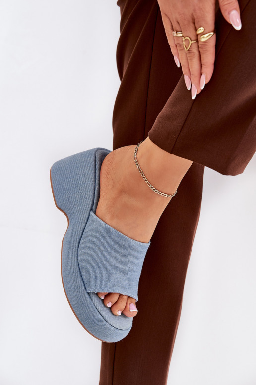 Auduma sieviešu čības ar platformu I Koturnie Džinsa auduma Afisal