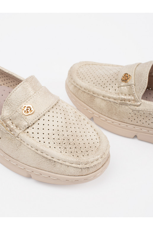 Zelta krāsas  mokasīni ze m elementem Zelta krāsas  mokasīni ze m elementem