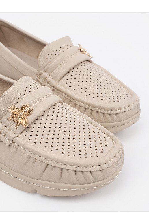 smilšu krāsas mokasīni  z przypinką smilšu krāsas mokasīni  z przypinką