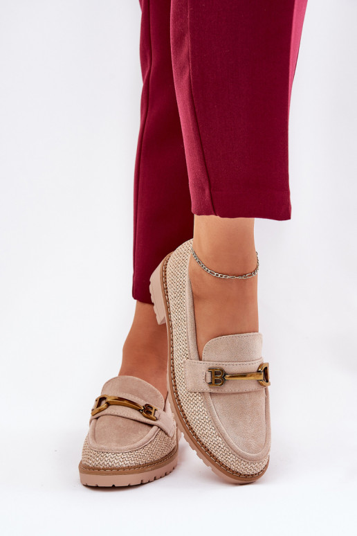 sieviešu mokasīni  I Zelta krāsasm Detalem smilšu krāsas Seffolia