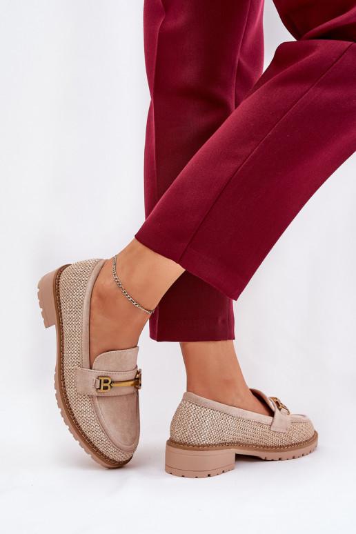 sieviešu mokasīni  I Zelta krāsasm Detalem smilšu krāsas Seffolia