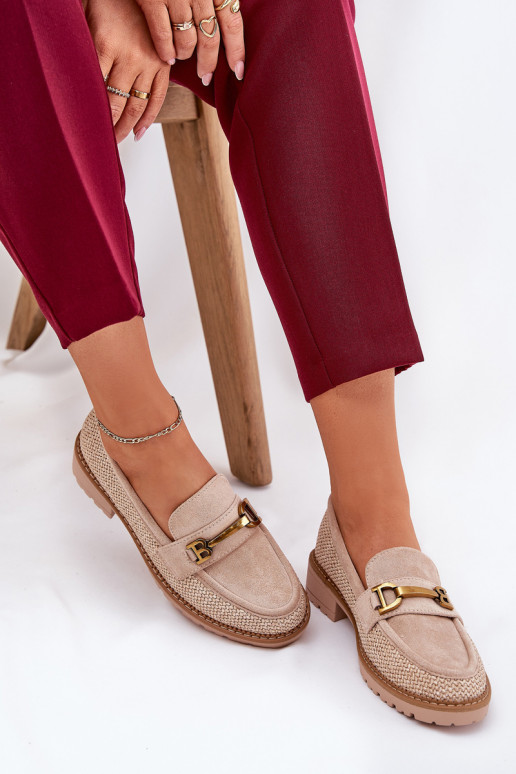 sieviešu mokasīni  I Zelta krāsasm Detalem smilšu krāsas Seffolia
