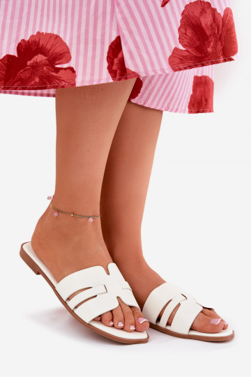 sieviešu čības ar platiem papēžiem Eko   baltas krāsas Ecapus