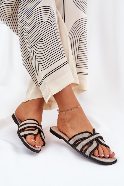  Čības  smilšu krāsas-Melns Scazze