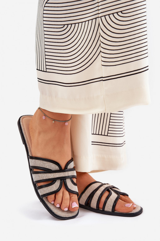  Čības  smilšu krāsas-Melns Scazze