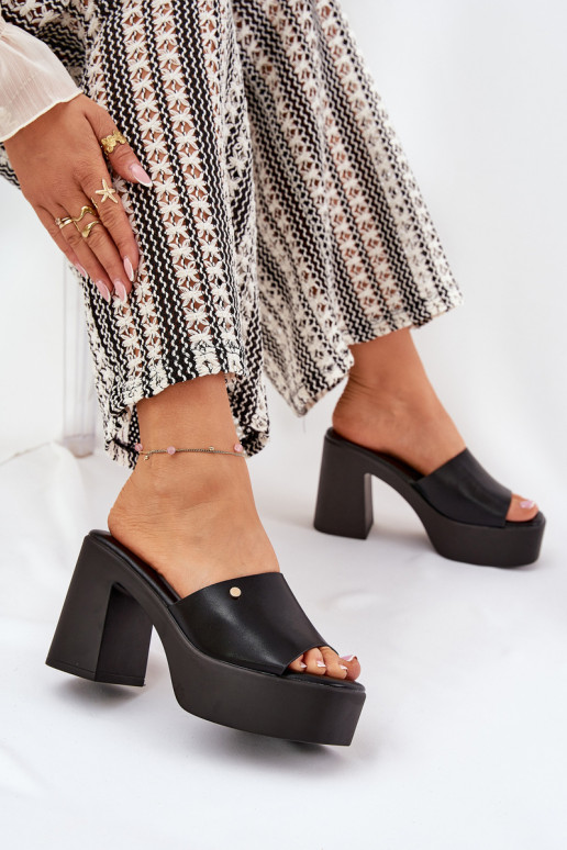 Čības no eko ādas ar papēdi  Melns Tamirella  Čības no eko ādas ar papēdi  Melns Tamirella