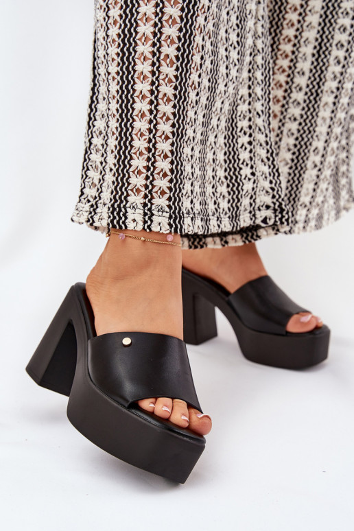 Čības no eko ādas ar papēdi  Melns Tamirella  Čības no eko ādas ar papēdi  Melns Tamirella