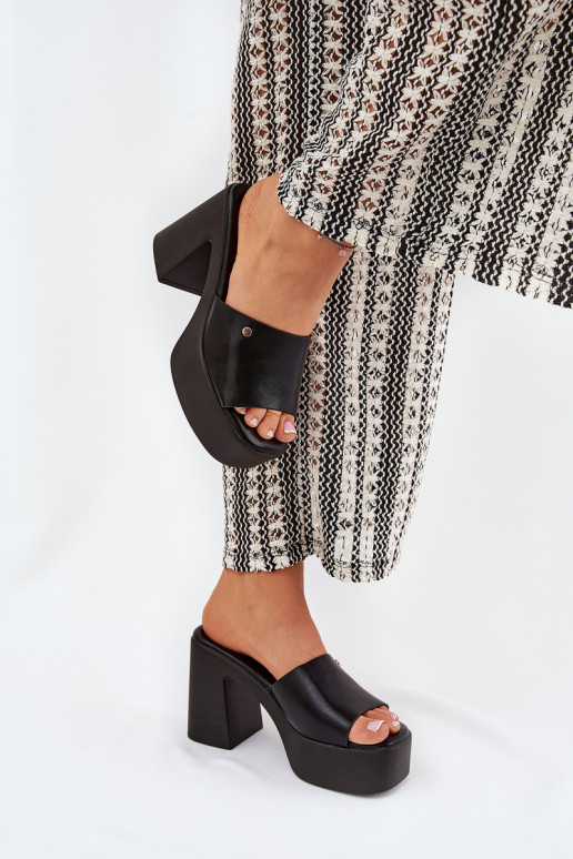 Čības no eko ādas ar papēdi  Melns Tamirella  Čības no eko ādas ar papēdi  Melns Tamirella