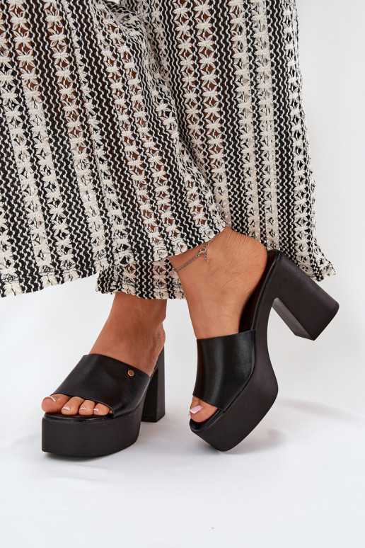 Čības no eko ādas ar papēdi  Melns Tamirella  Čības no eko ādas ar papēdi  Melns Tamirella